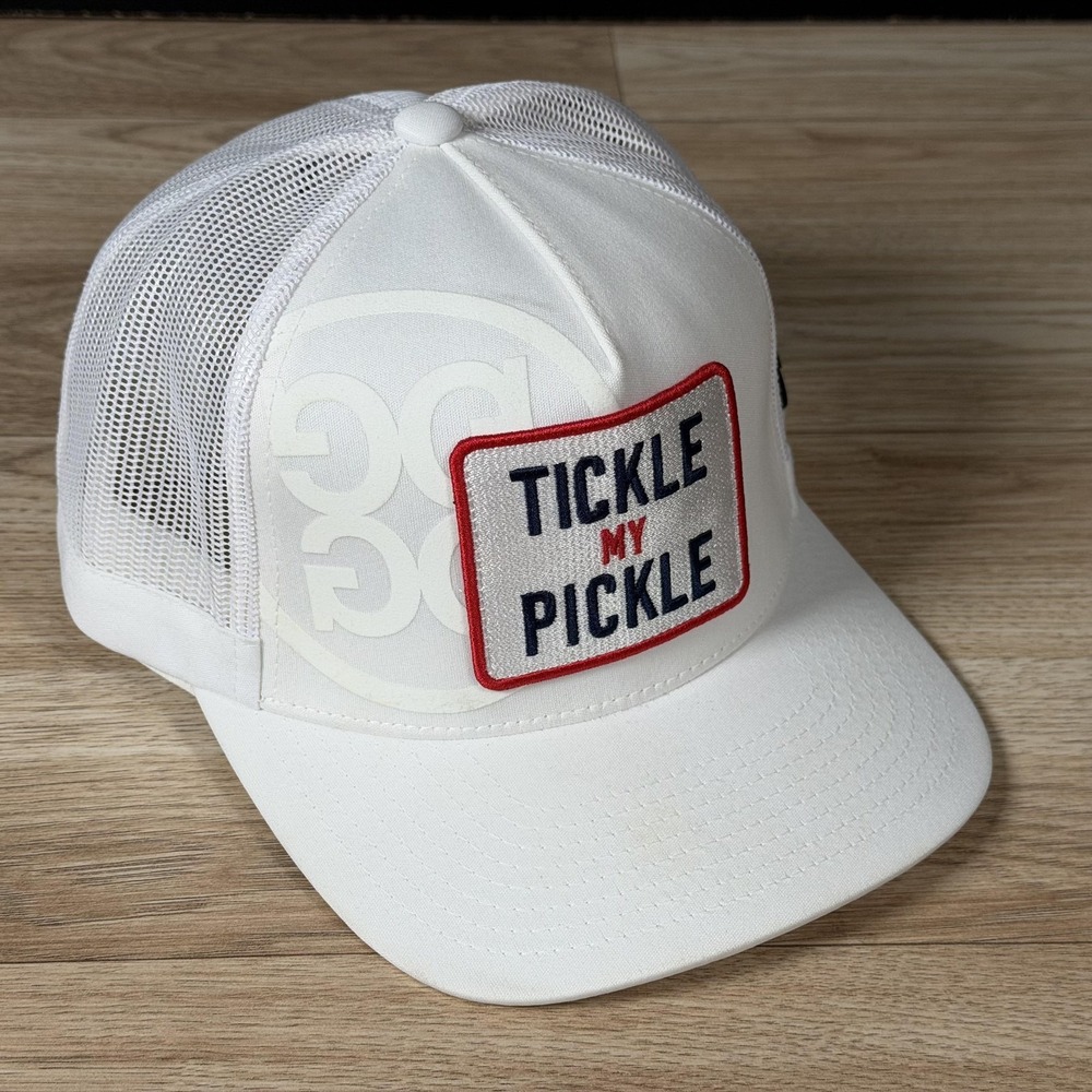 G/FORE Hat Cap Snapback Mens White Golf Funny Tickle My Pickle Patch A-Frame